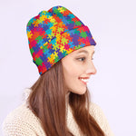 Colorful Autism Awareness Jigsaw Print Beanie