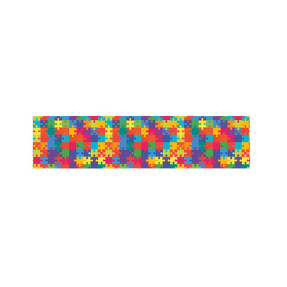 Colorful Autism Awareness Jigsaw Print Bed Runner