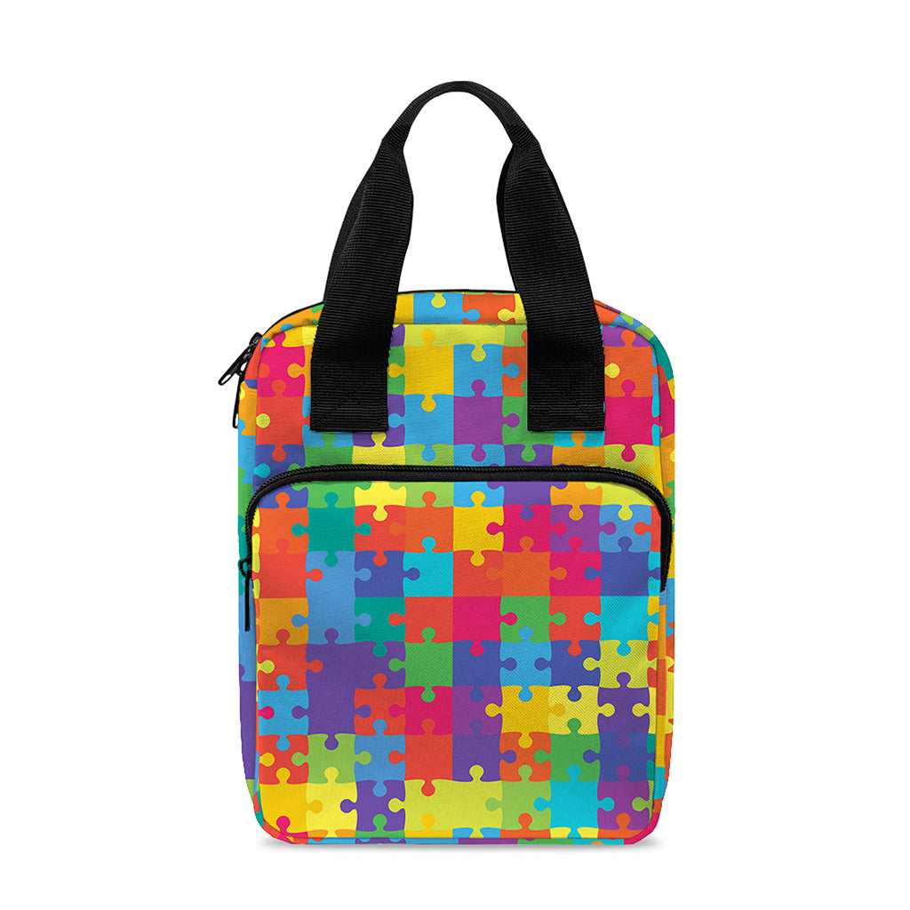 Colorful Autism Awareness Jigsaw Print Bible Tote Bag
