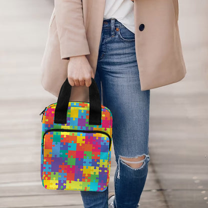 Colorful Autism Awareness Jigsaw Print Bible Tote Bag