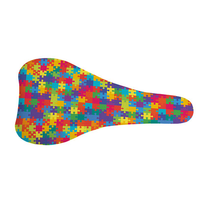 Colorful Autism Awareness Jigsaw Print Bicycle Seat Cover