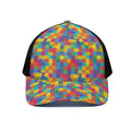 Colorful Autism Awareness Jigsaw Print Black Mesh Trucker Hat
