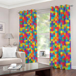 Colorful Autism Awareness Jigsaw Print Blackout Grommet Curtains