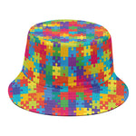 Colorful Autism Awareness Jigsaw Print Bucket Hat