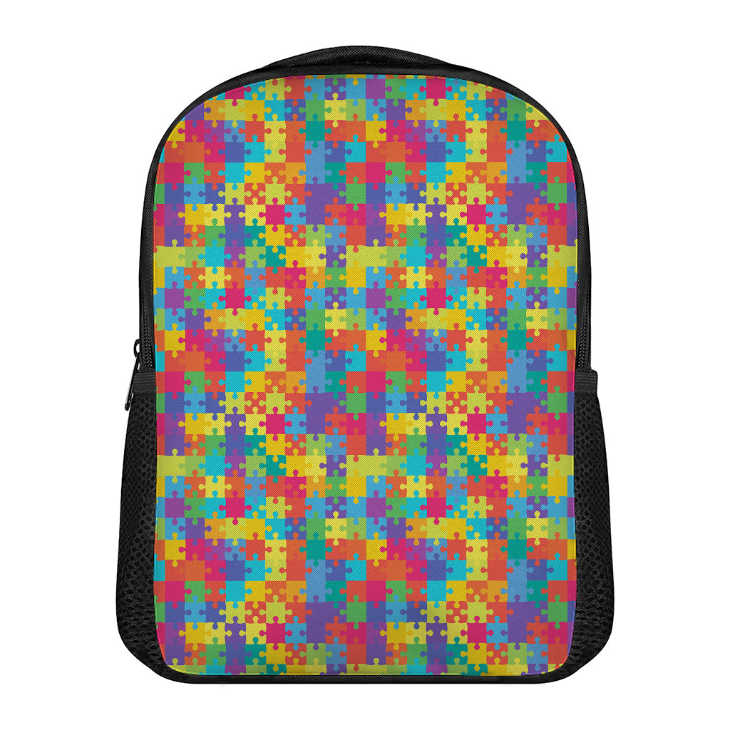 Colorful Autism Awareness Jigsaw Print Casual Backpack