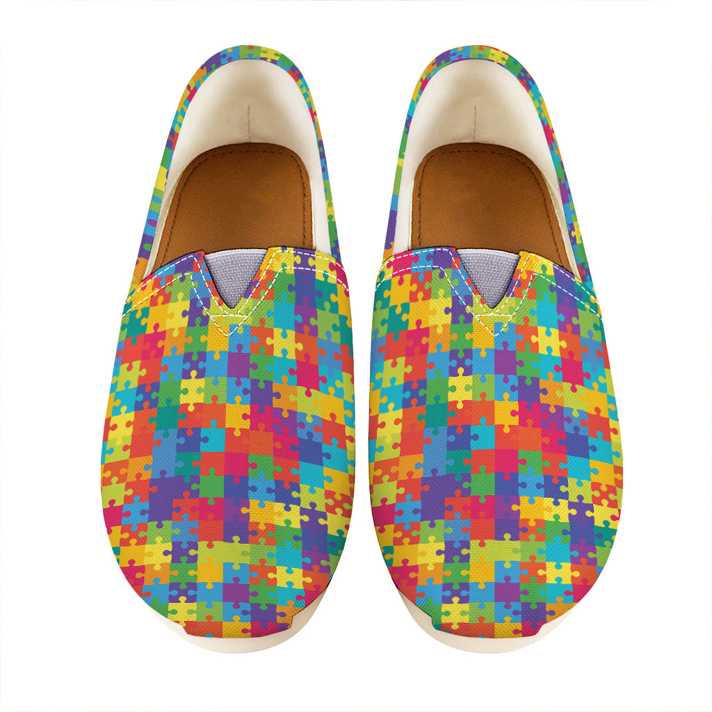 Colorful Autism Awareness Jigsaw Print Casual Shoes