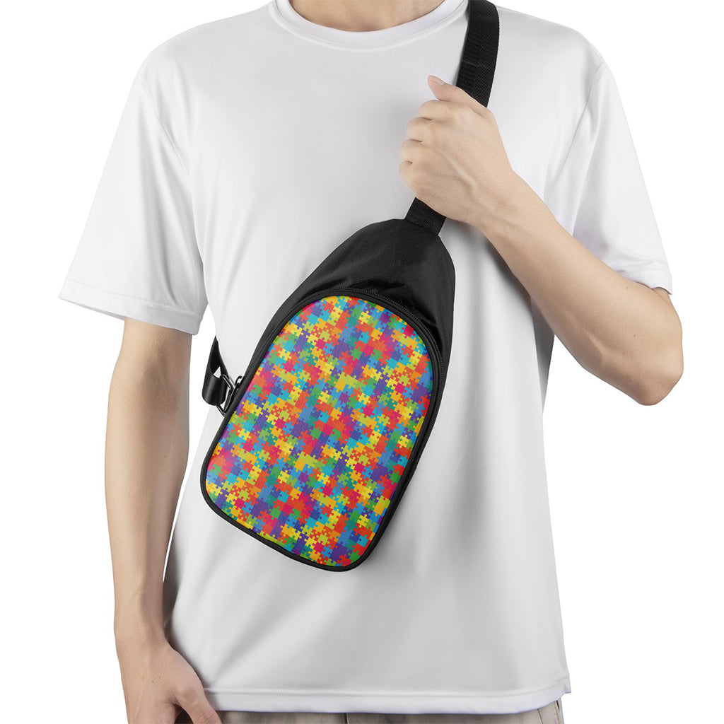 Colorful Autism Awareness Jigsaw Print Chest Bag