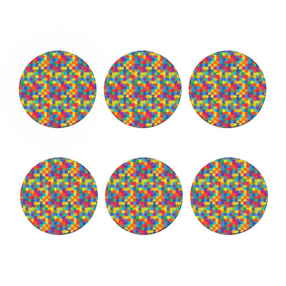 Colorful Autism Awareness Jigsaw Print Coaster Set
