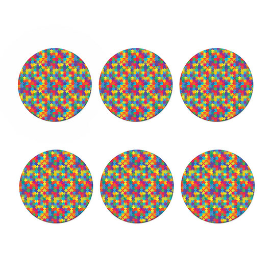 Colorful Autism Awareness Jigsaw Print Coaster Set