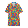 Colorful Autism Awareness Jigsaw Print Cotton Hawaiian Shirt