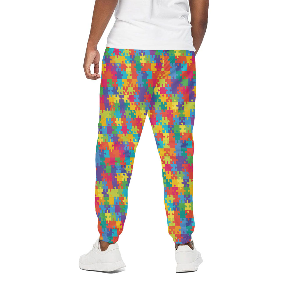 Colorful Autism Awareness Jigsaw Print Cotton Pants