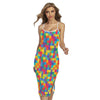 Colorful Autism Awareness Jigsaw Print Cross Back Cami Dress