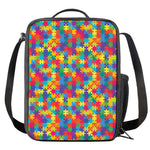 Colorful Autism Awareness Jigsaw Print Crossbody Lunch Bag