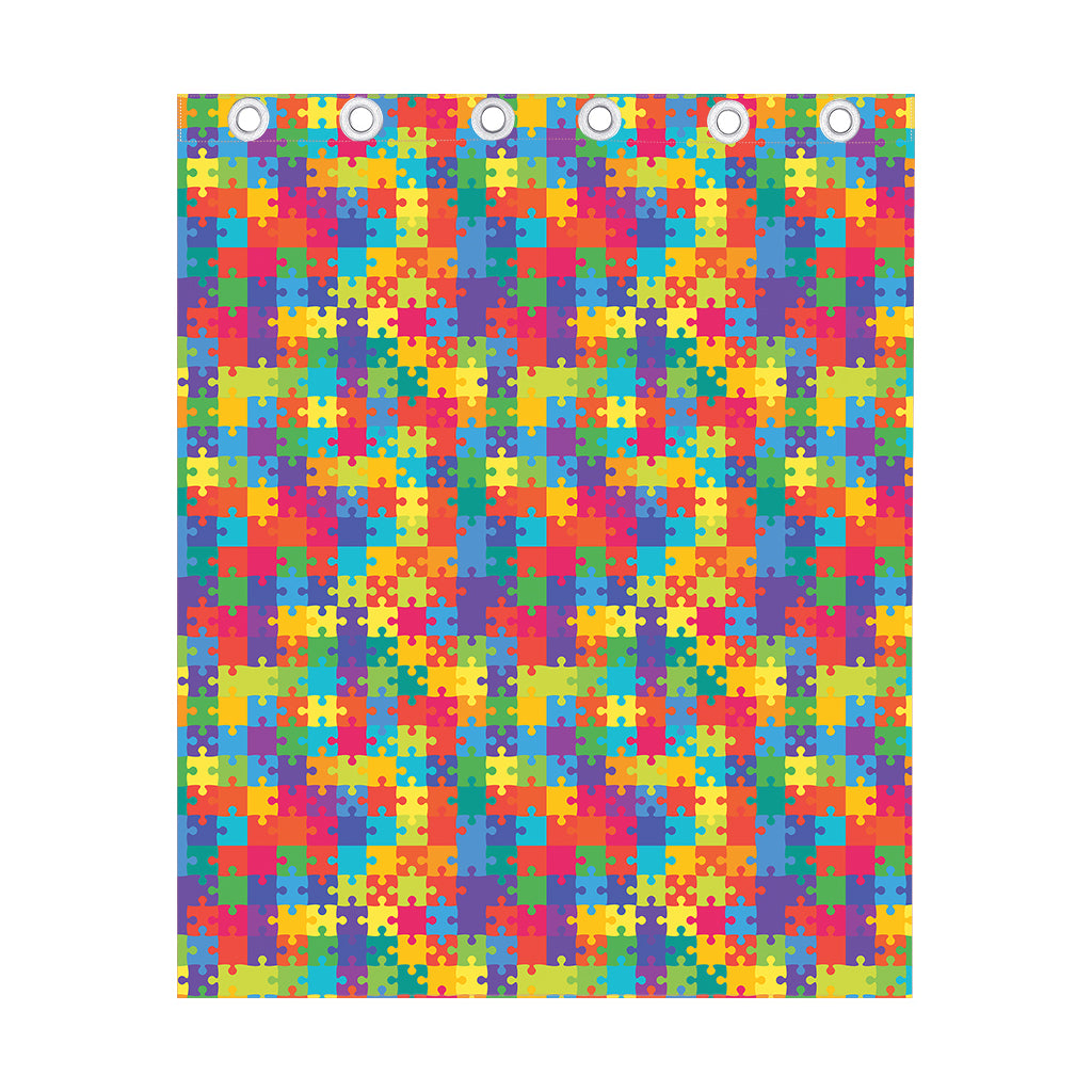 Colorful Autism Awareness Jigsaw Print Curtain