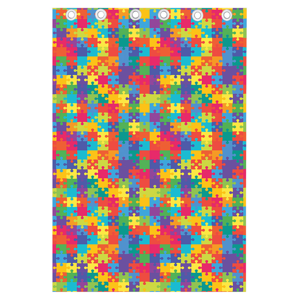 Colorful Autism Awareness Jigsaw Print Curtain