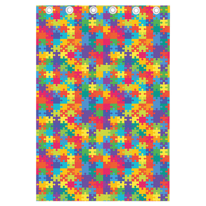 Colorful Autism Awareness Jigsaw Print Curtain