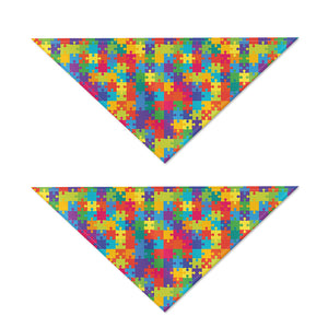 Colorful Autism Awareness Jigsaw Print Dog Bandana