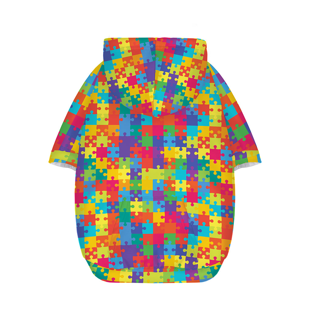 Colorful Autism Awareness Jigsaw Print Dog Zip Up Hoodie