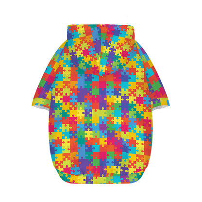 Colorful Autism Awareness Jigsaw Print Dog Zip Up Hoodie