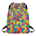 Colorful Autism Awareness Jigsaw Print Drawstring Backpack