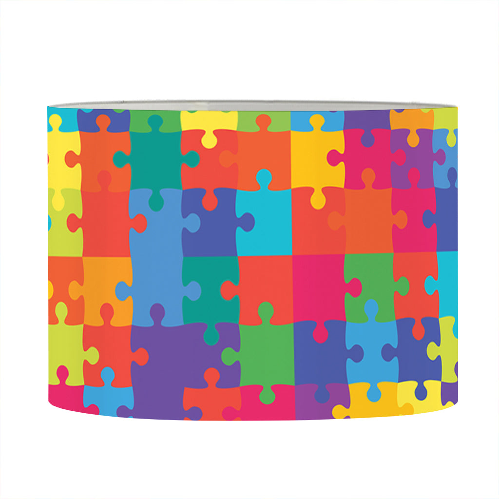Colorful Autism Awareness Jigsaw Print Drum Lamp Shade