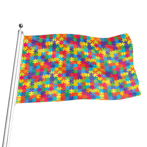 Colorful Autism Awareness Jigsaw Print Flag