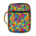 Colorful Autism Awareness Jigsaw Print Front Pocket Bible Bag