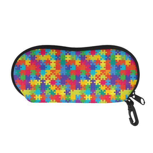 Colorful Autism Awareness Jigsaw Print Glasses Case