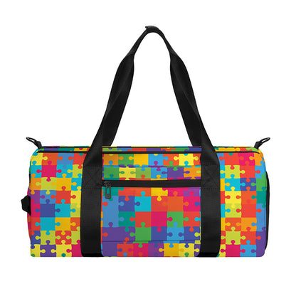 Colorful Autism Awareness Jigsaw Print Gym Bag