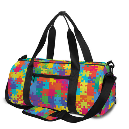 Colorful Autism Awareness Jigsaw Print Gym Bag