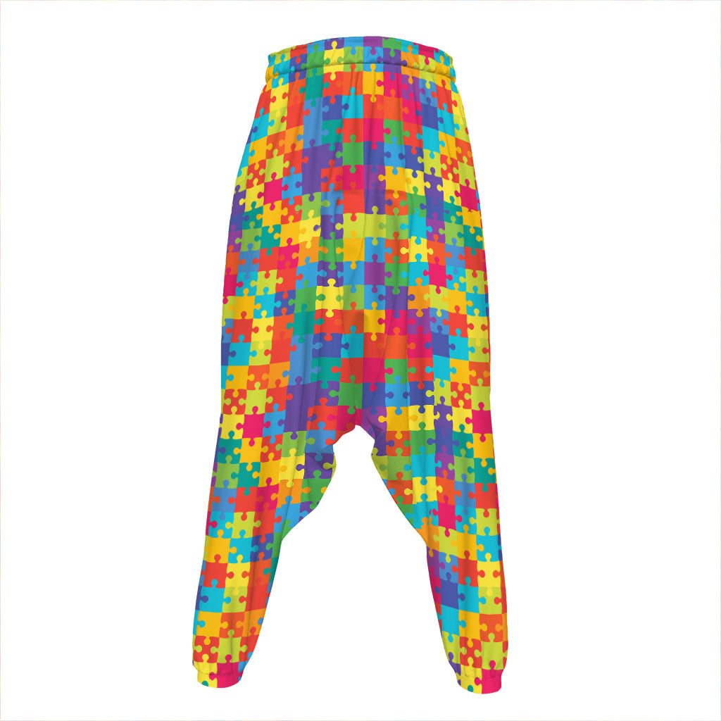 Colorful Autism Awareness Jigsaw Print Hammer Pants