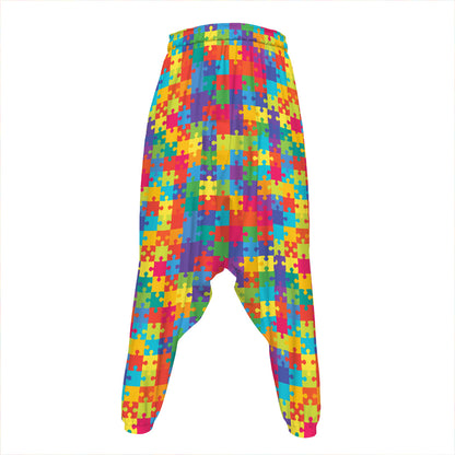 Colorful Autism Awareness Jigsaw Print Hammer Pants