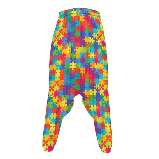 Colorful Autism Awareness Jigsaw Print Hammer Pants