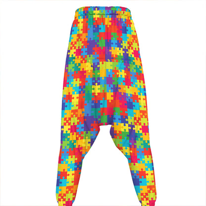 Colorful Autism Awareness Jigsaw Print Hammer Pants