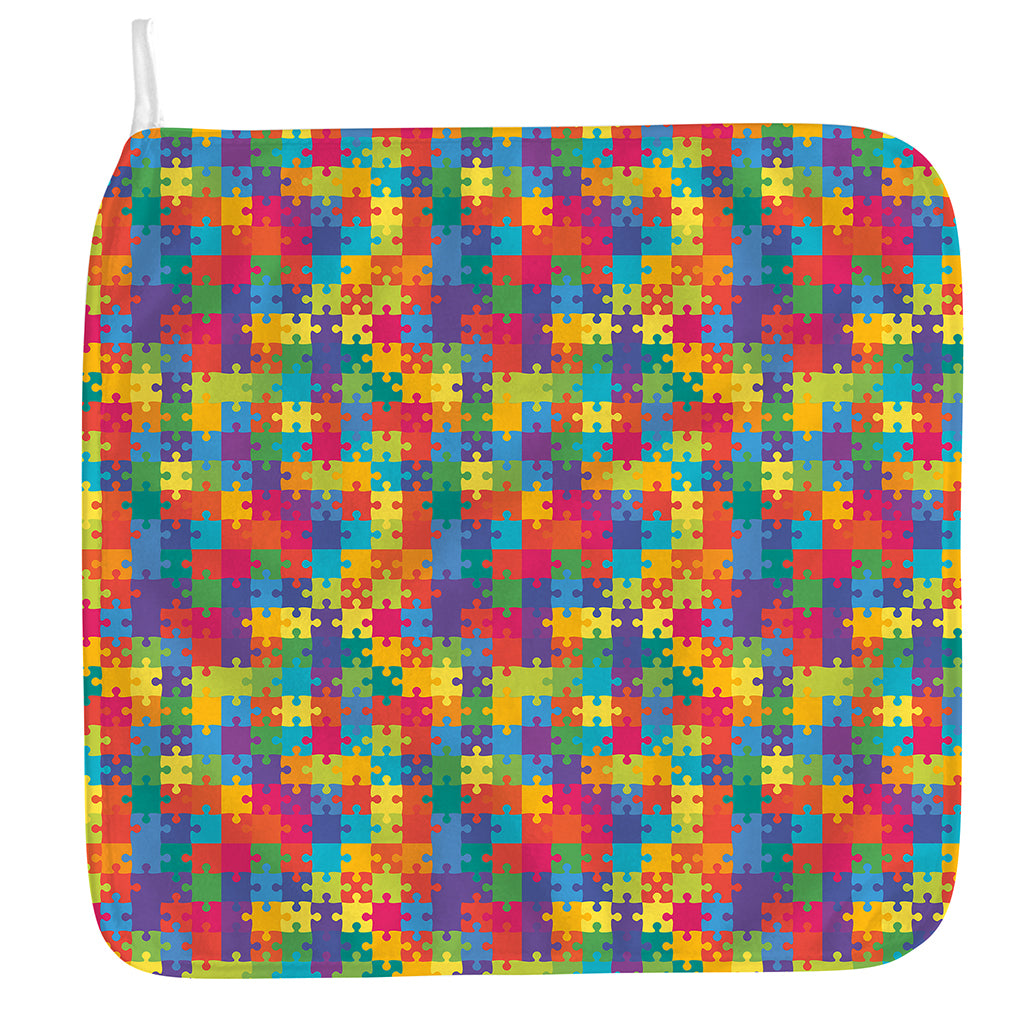 Colorful Autism Awareness Jigsaw Print Hand Towel