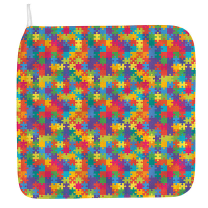 Colorful Autism Awareness Jigsaw Print Hand Towel