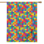Colorful Autism Awareness Jigsaw Print House Flag