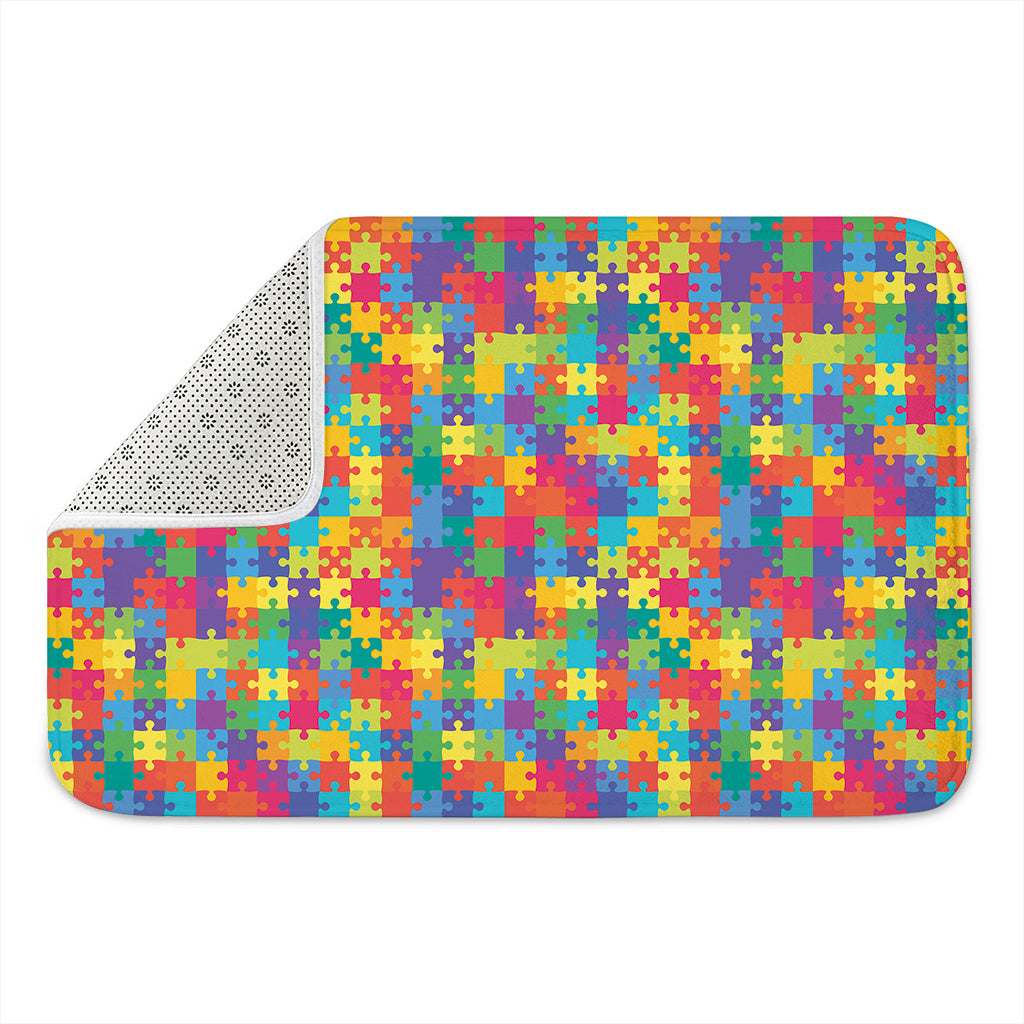 Colorful Autism Awareness Jigsaw Print Indoor Door Mat