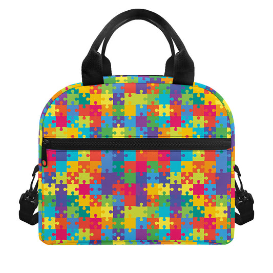 Colorful Autism Awareness Jigsaw Print Insulated Lunch Bag