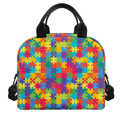 Colorful Autism Awareness Jigsaw Print Insulated Lunch Bag