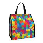 Colorful Autism Awareness Jigsaw Print Insulated Lunch Tote