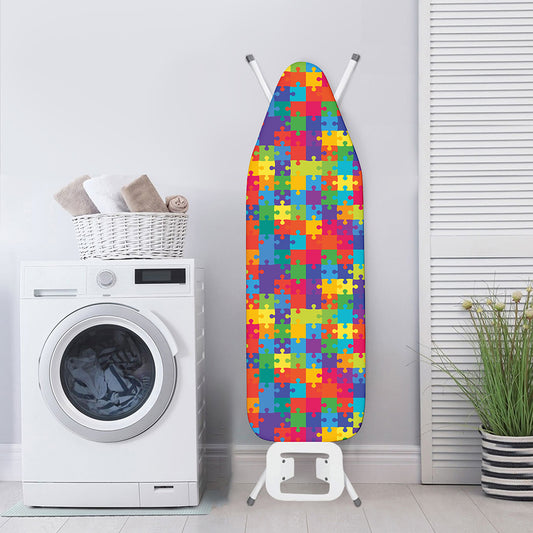 Colorful Autism Awareness Jigsaw Print Ironing Board Cover