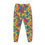 Colorful Autism Awareness Jigsaw Print Jogger Pants