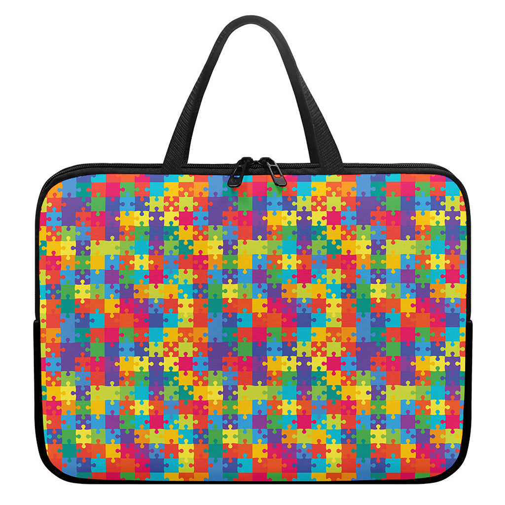 Colorful Autism Awareness Jigsaw Print Laptop Sleeve With Handle
