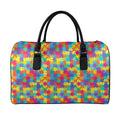 Colorful Autism Awareness Jigsaw Print Leather Duffel Bag