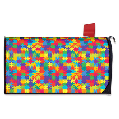 Colorful Autism Awareness Jigsaw Print Mailbox Cover