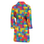 Colorful Autism Awareness Jigsaw Print Men's Bathrobe