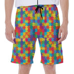 Colorful Autism Awareness Jigsaw Print Men's Beach Shorts