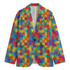 Colorful Autism Awareness Jigsaw Print Men's Blazer