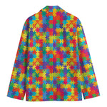 Colorful Autism Awareness Jigsaw Print Men's Blazer